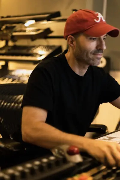 Antonio Escobar, music producer and composer, at the mixing desk